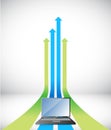 Laptop Arrow rising toward same direction success Royalty Free Stock Photo