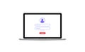 Laptop with authorization on the screen, login and password of the user to the system or account, vector illustration Royalty Free Stock Photo