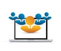 Laptop and avatar business people illustration