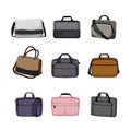 laptop bag set cartoon vector illustration Royalty Free Stock Photo