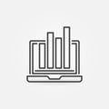 Laptop with Bar Chart outline vector Analytics concept icon