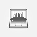 Laptop with Bar Chart outline vector concept icon Royalty Free Stock Photo