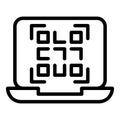 Laptop barcode icon outline vector. Scan code