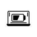 Black solid icon for Laptop Battery, laptop and power Royalty Free Stock Photo