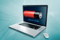 A laptop with battery on the screen Royalty Free Stock Photo