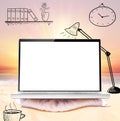 Laptop on beach Royalty Free Stock Photo