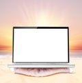 Laptop on beach Royalty Free Stock Photo