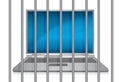 Laptop behind bars. online crime