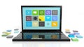 Laptop with beveled square apps Royalty Free Stock Photo