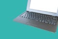 Laptop black with screen white isolated on blue background and clipping path Royalty Free Stock Photo