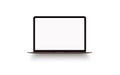 Laptop with blank computer screen on background. Front view notebook mock up. The display is opened 90 degrees. Royalty Free Stock Photo