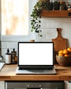 Laptop with blank display in a modern home environment . Mockup image.