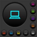 Laptop with blank screen dark push buttons with color icons Royalty Free Stock Photo