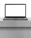 Laptop with blank screen on desk Royalty Free Stock Photo