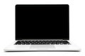 Laptop with blank screen isolated on white background mockup, aluminium body Royalty Free Stock Photo