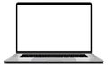 Laptop with blank screen silver color isolated on transparent white background - super high detailed