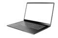 Laptop with blank screen on white background isolated close up side view, modern slim computer design open empty display pc mockup Royalty Free Stock Photo