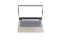 Laptop with blank white screen isolated on white background. Notebook computer with empty space and clipping path Royalty Free Stock Photo