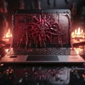 a laptop with blood splattered all over it Royalty Free Stock Photo