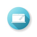 Laptop blue flat design long shadow glyph icon