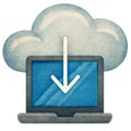Cloud Data Download and Synchronization to Laptop Royalty Free Stock Photo