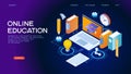Online Education isometric concept banner Royalty Free Stock Photo