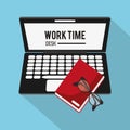 Laptop book and Worktime design Royalty Free Stock Photo
