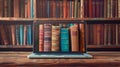 The laptop and books.AI generated image Royalty Free Stock Photo