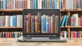 The laptop and books.AI generated image Royalty Free Stock Photo
