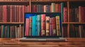 The Laptop with Books.AI generated image Royalty Free Stock Photo