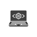 A laptop with both frontend and backend symbols vector icon Royalty Free Stock Photo