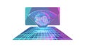 Laptop with Brain Hologram Artificial Intelligence, vector design Generative AI Royalty Free Stock Photo