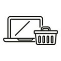 Laptop brand upgrade icon outline vector. Button tool