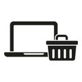 Laptop brand upgrade icon simple vector. Button tool