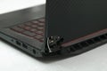 Laptop is broken with arm hinge on the screen,laptop cover,repair loop. cracked plastic laptop split case. computer