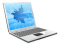 Laptop with broken screen Royalty Free Stock Photo