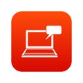 Laptop with bubble speech icon digital red Royalty Free Stock Photo