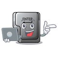 With laptop button enter in the shape mascot Royalty Free Stock Photo