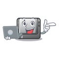 With laptop button I on a keyboard mascot Royalty Free Stock Photo