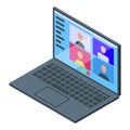 Laptop call online party icon, isometric style Royalty Free Stock Photo