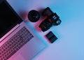 Laptop and camera Royalty Free Stock Photo