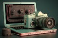 laptop camera Retro concept Video Royalty Free Stock Photo