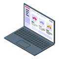Laptop car buying icon, isometric style Royalty Free Stock Photo