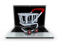 Laptop and cart Royalty Free Stock Photo