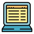 Laptop case study icon vector flat