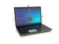 Laptop chains to lock the screen 3 d render