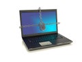 Laptop chains to lock the screen 3 d render Royalty Free Stock Photo