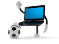 Laptop character with soccer ball