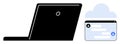 Laptop with Chat Interface and Cloud Symbolizing Online Communication and Cloud Technology Royalty Free Stock Photo