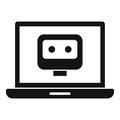 Laptop chatbot icon, simple style